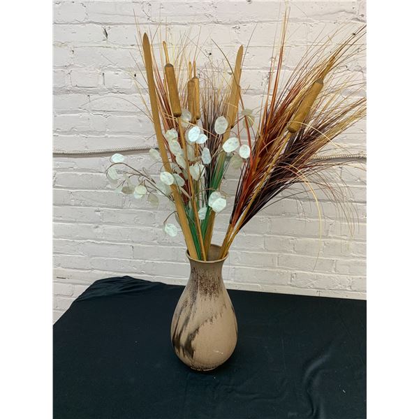 Ceramic 13" Vase with Faux Prairie Grass / Decor
