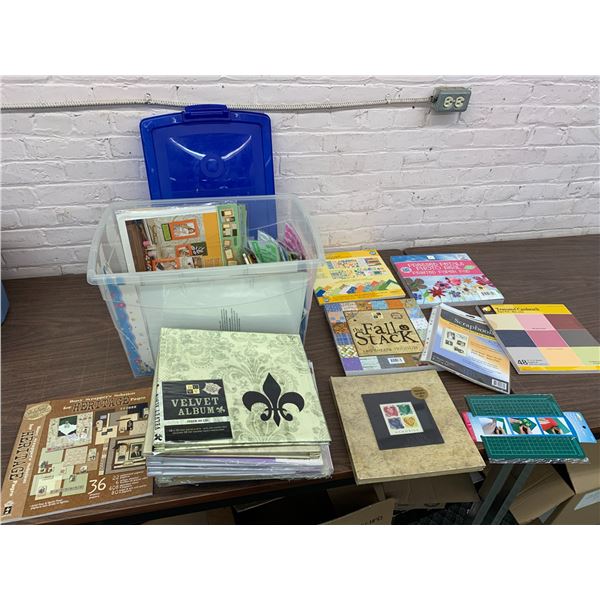 Bin FULL of Scrapbooking Supplies, Printed Paper, Stickers, Photo Albums, Ephemera, Crafting Items