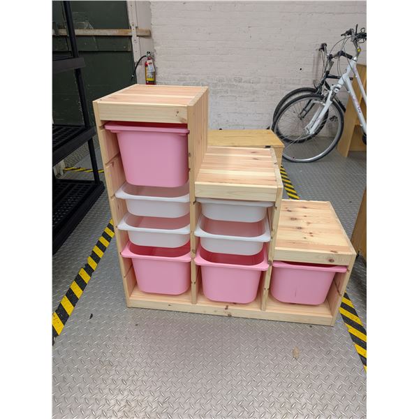 Ikea Trofast Pine Storage Combination with Plastic Bins