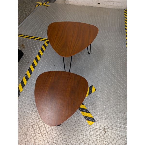 Walker Edison Hairpin Leg Wood Nesting Coffee Table Set Walnut Finish Top
