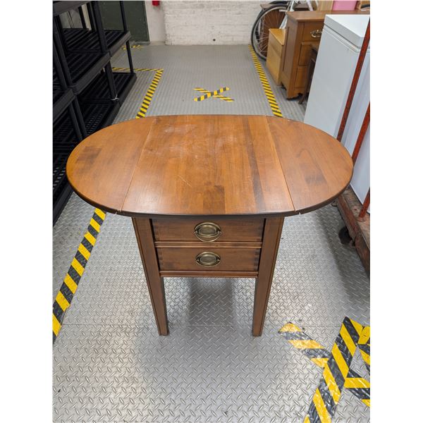 Drop Leaf End Table w/ 2 Drawers