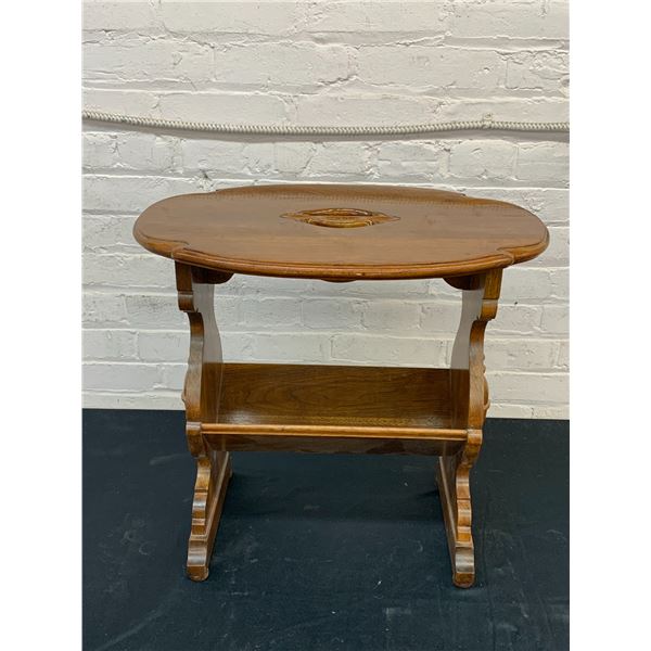 Wooden Carved  Side Table Magazine Stand