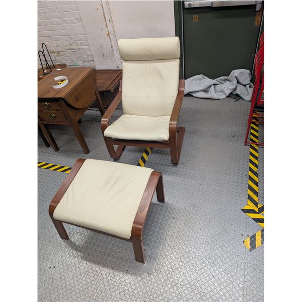 IKEA POÄNG Leather Armchair and Ottoman
