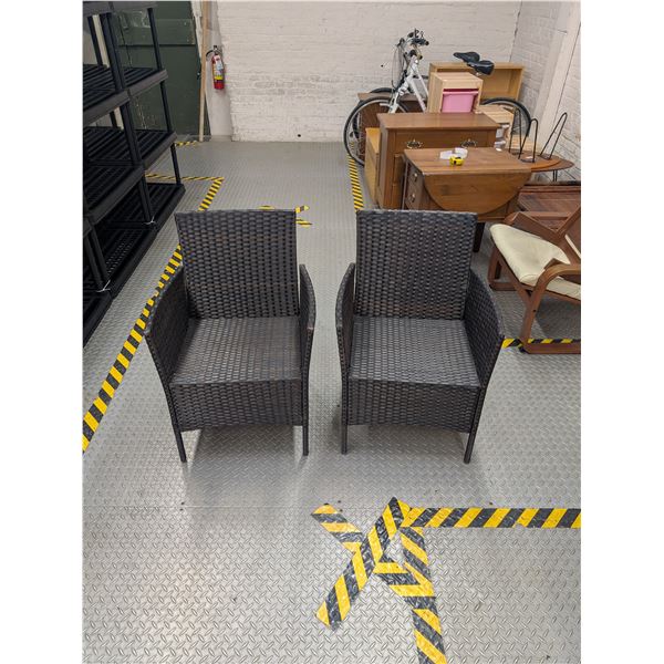 Lot of 2 Rattan Patio Chairs