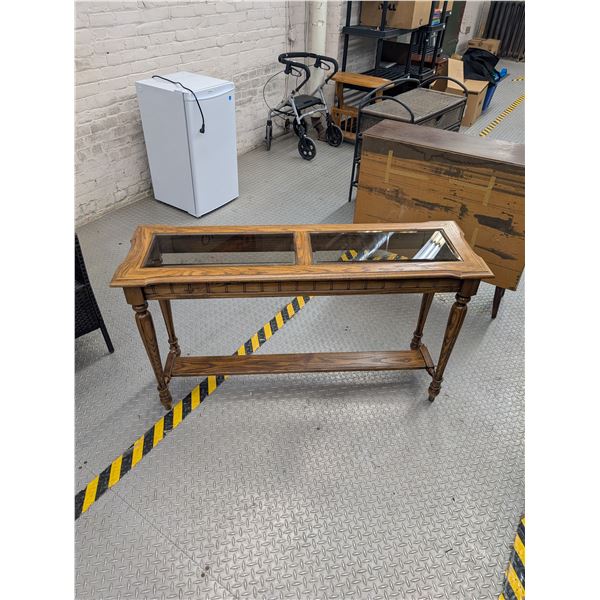 Glass Top Wooden Console Entryway Table