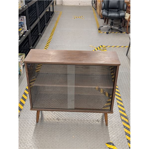 Vintage Glass Doors Wooden Sideboard