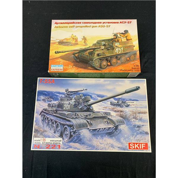 Lot of 2 Model Kits SKIF #221 T-55A and Eastern Express ASU-57 #35005