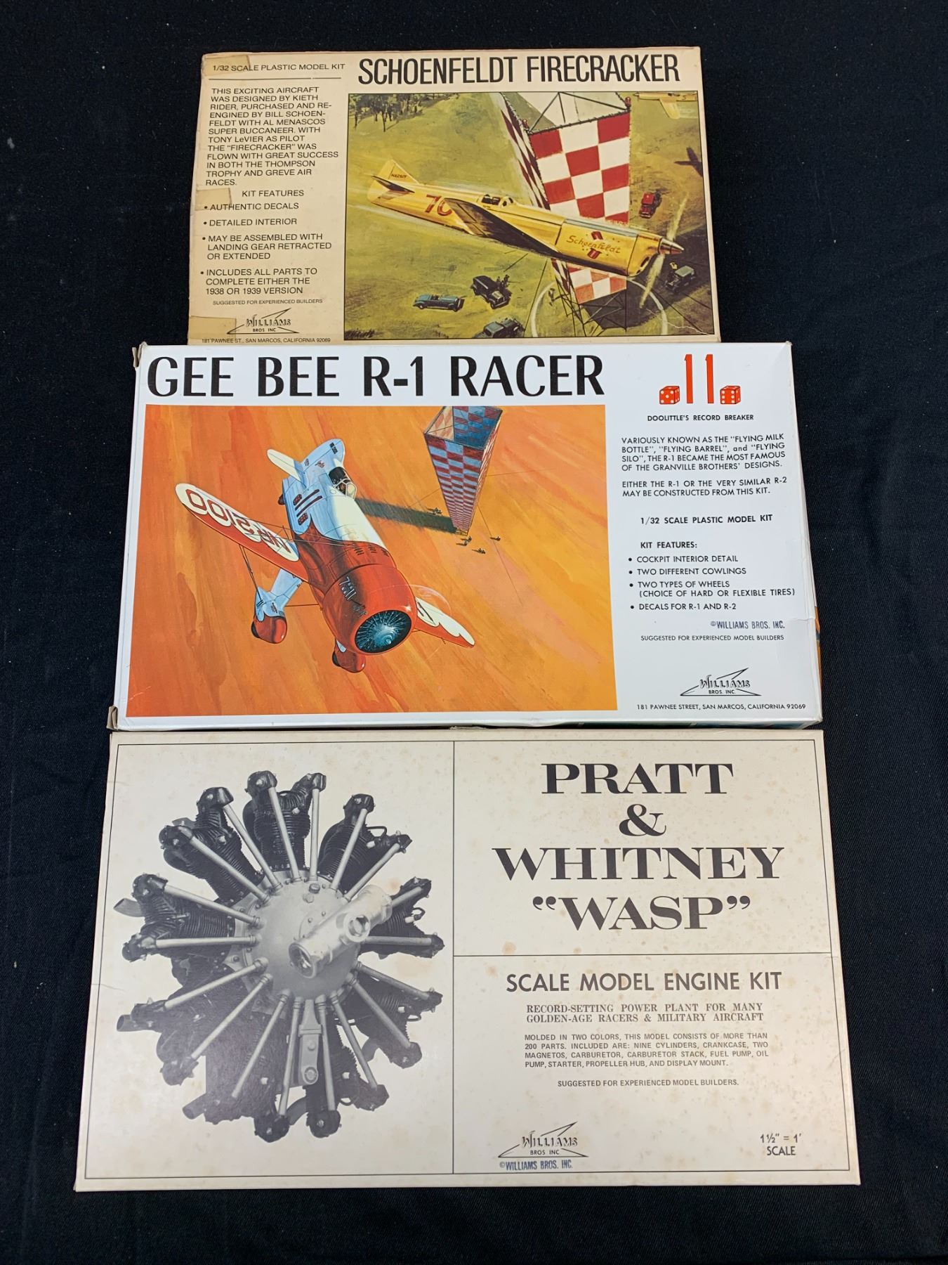 Lot of 3 Model Kits Williams Bros Inc Scale Model Engine, Gee-Bee R-1 ...