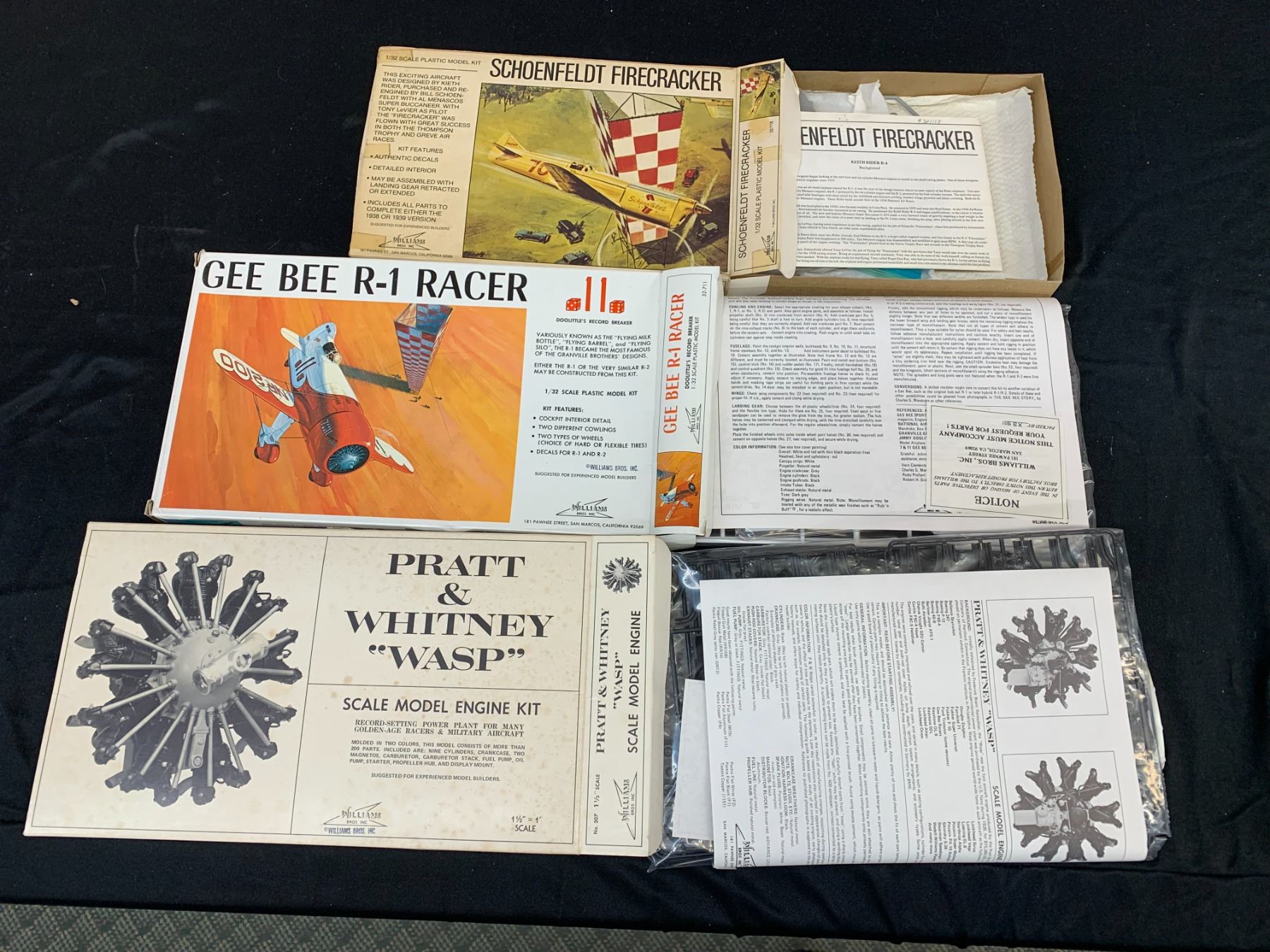 Lot of 3 Model Kits Williams Bros Inc Scale Model Engine, Gee-Bee R-1 ...