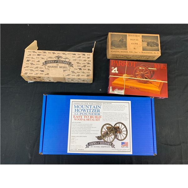 Lot of 4 Model Kits Cannons / Guns of History #MS4014, Parrot 10lb, Naval Guns, etc