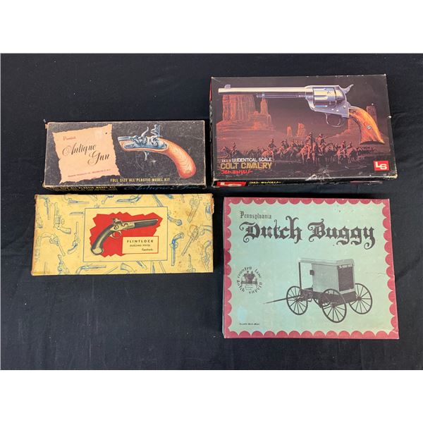 Lot of 4 1/1 Scale LS Colt Cavalry, Dutch Buggy, Flintlock, Antique Gun Plastic Model Kits