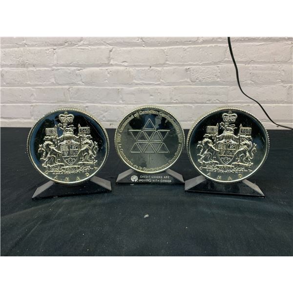 Lot of 3 Canadian Coin Piggy Banks, Credit Union, Centennial