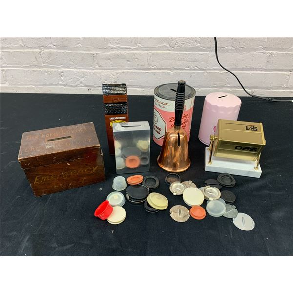 Lot of Assorted Coin Banks / Piggy Banks and Stoppers / Plugs