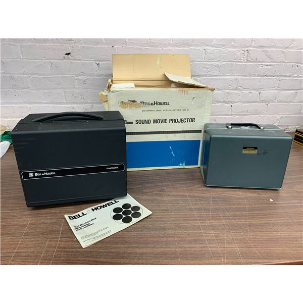 Bell & Howell 8mm Sound Movie Projector w Box & Paperwork, Argus Showmaster 500 Projector