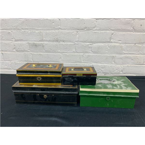 Lot of 4 Vintage Metal Coin Banks