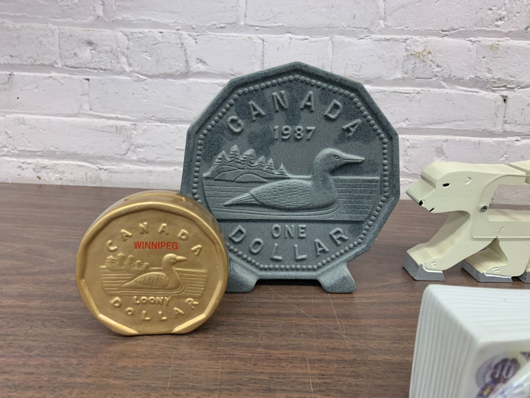 Lot of 7 Piggy Banks Coin Banks Canadian Coins, Loon, Ducks, Polar Bear ...