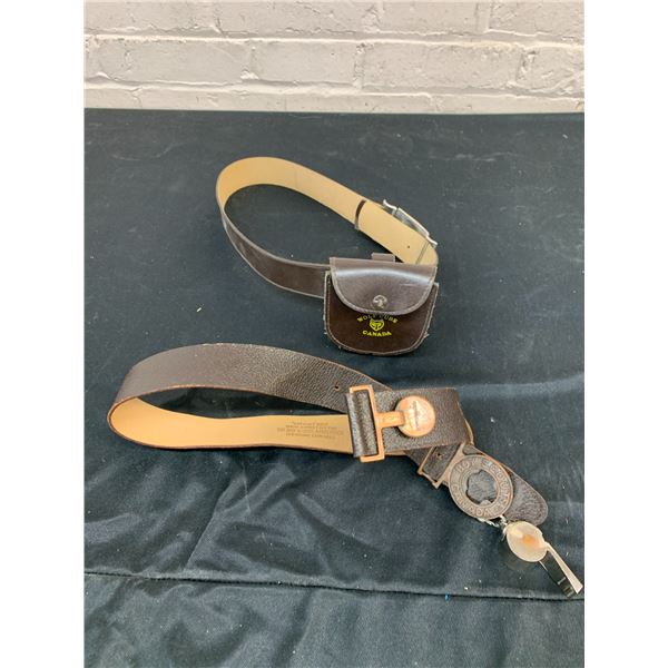Lot of 2 Boy Scouts Wolf Cubs Leather Utility Belts
