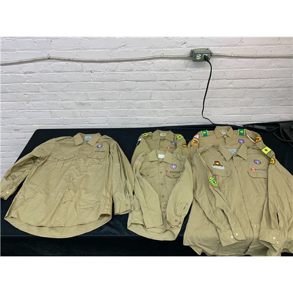 Lot of 5 Scouts Canada Shirts (some w patches) Sizes from M to XXL