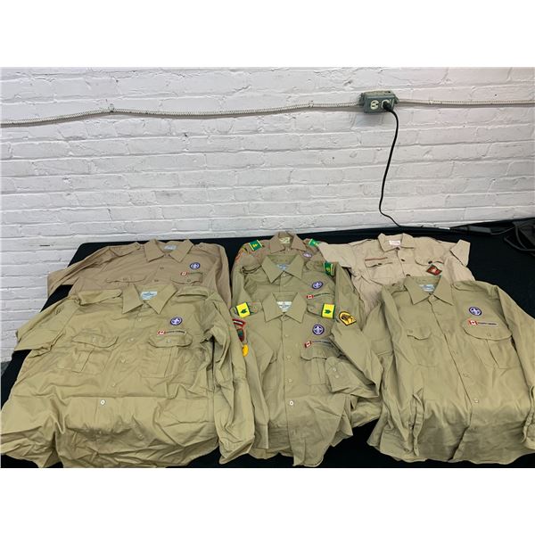Lot of 7 Boy Scouts Button-Up Shirts (some w patches) Various Sizes  S-XL