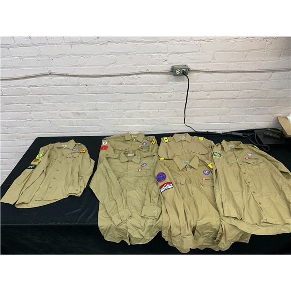 Lot of 6 Scouts Canada Button-Up Shirts (w patches) Sizes S-XL