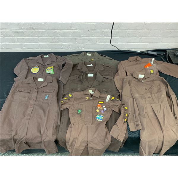 Lot of 8 Girl Guides of Canada Uniforms Various Sizes (some w patches)