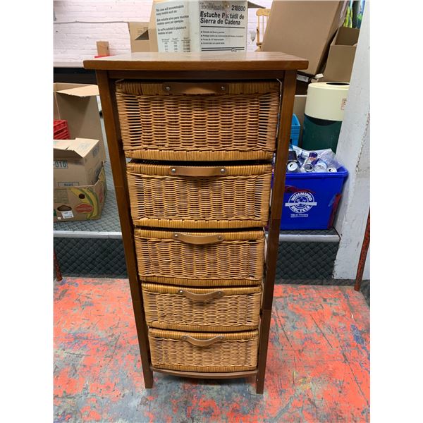 5 Drawer Wicker Rattan Storage Drawers