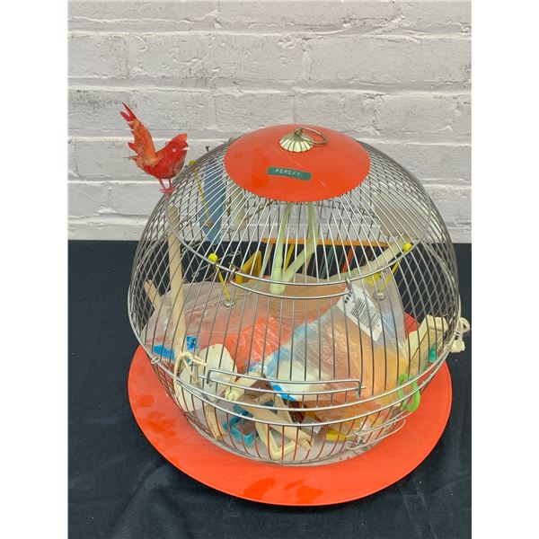 Round Wire Metal Birdcage w Accessories