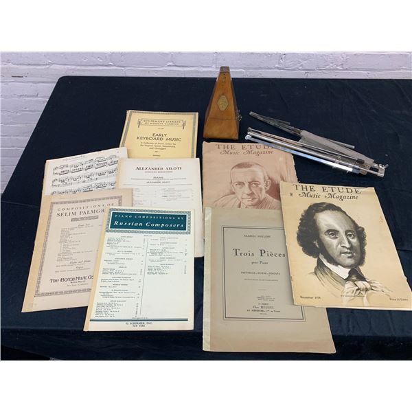Lot of 10 Sheet Music, Metronome and Sheet Music Stand
