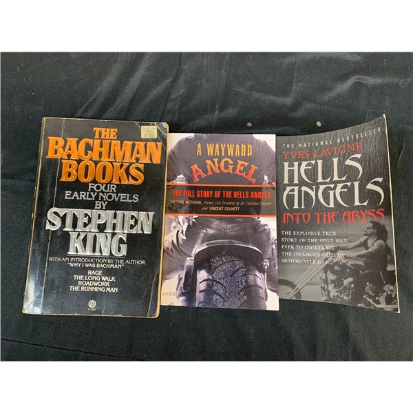 Lot of 3 Paperback Books Hell's Angels Related and The Bachman Books by Stephen King