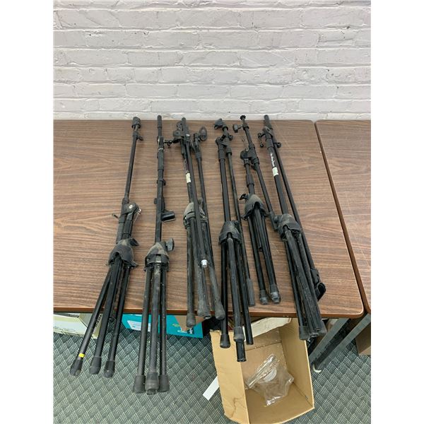 Lot of 6 Microphone Stands w Boom Attachments, (used varying conditions)