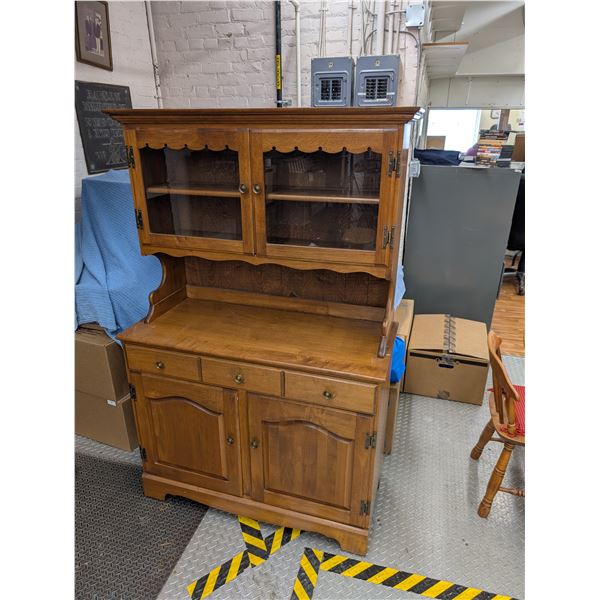 Vintage 2 Piece Maple Hutch China Cabinet