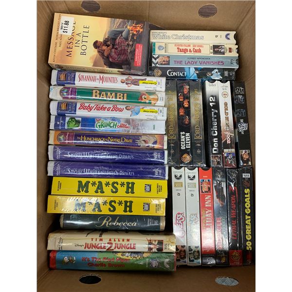 Lot of 30 VHS Tape Movies all SEALED Clamshells, Action, Disney, etc