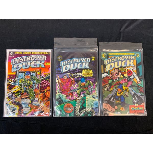 Lot of 3 Vintage Comics Destroyer Duck Eclipse #1-3