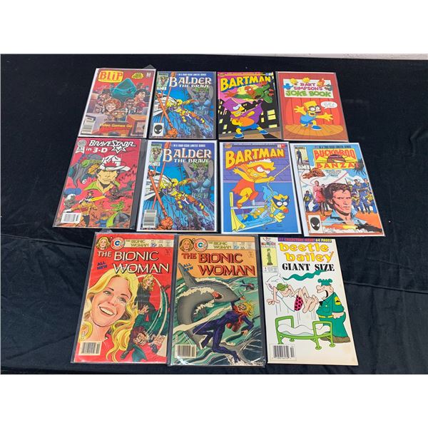 Lot of 11 Various Comics The Simpsons, Balder, Buckaroo, The Bionic Woman