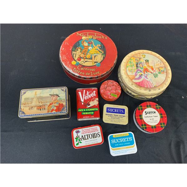 Lot of 9 Vintage Tins Candy / Biscuits
