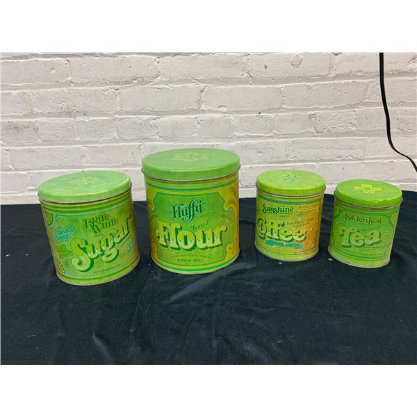 4pc Vintage Canister Set Flour, Sugar, Coffee & Tea