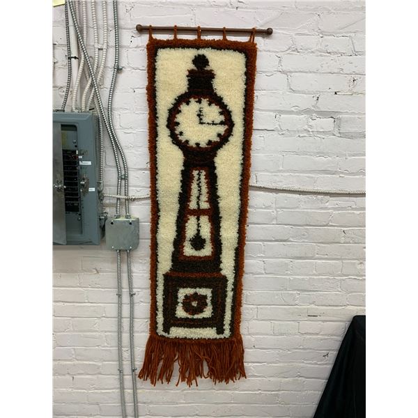 Grandfather Clock Knit Wall Tapestry 54" x 15"
