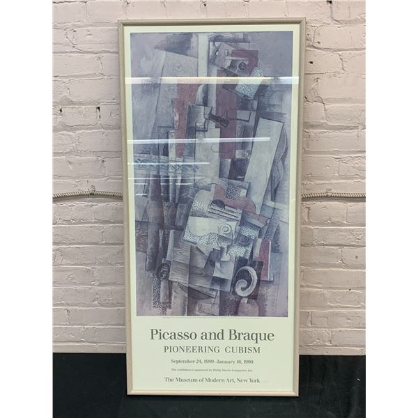 Framed Museum of Modern Art, NY Picasso and Braque 'Pioneering Cubism' Poster 42" x 20"