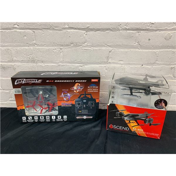 Lot of 2 Sky Thunder D44 Dragonfly Drone & Ascend AR-800 Drone NEW/RETURN