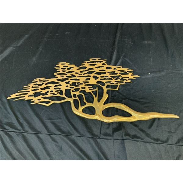 Vintage MCM Brass Tree Wall Art 32" x 13"