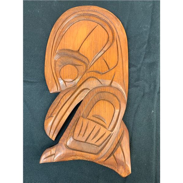 Haida Art, Artist Signed Carved Wooden "Raven" by Demsey Willie, BC