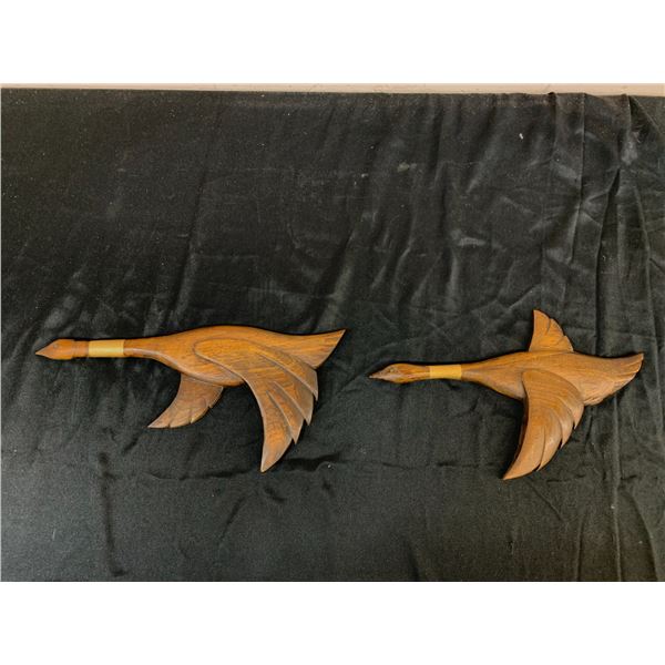Pair of Wood Carved Flying Geese Wall Art 12" long each