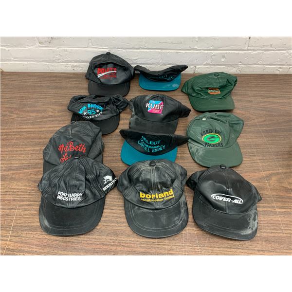Lot of 11 Vintage Baseball / Trucker Caps Hats Advertising / Company Logos