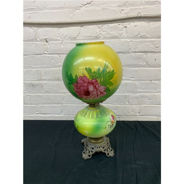 Vintage Hand Painted "Gone with the Wind" Style Table Oil Lamp (missing chimney)