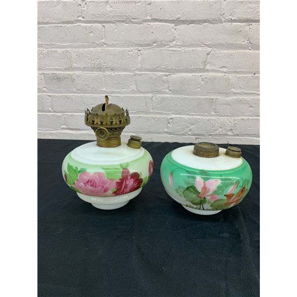 Pair of Hand Painted Oil Lamp Bases