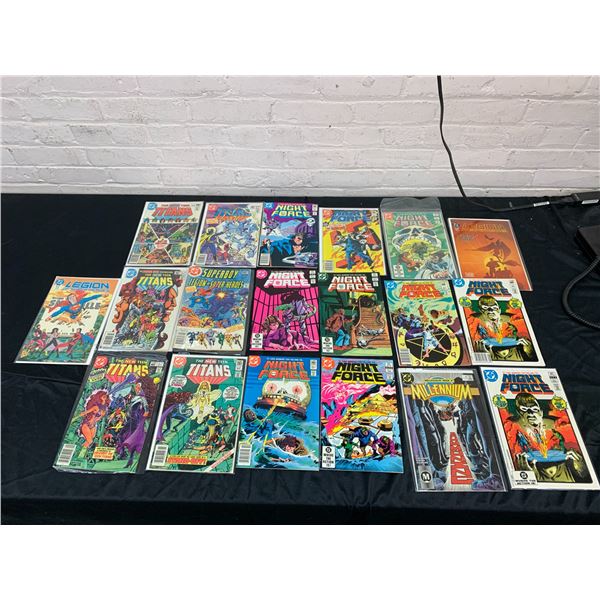 Lot of 19 Vintage Comics Night Force, Millennium, Superboy, LEGION of Superheroes, etc