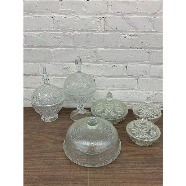 Lot of Glass and Crystal Candy Dishes, Servers Covered Dishes