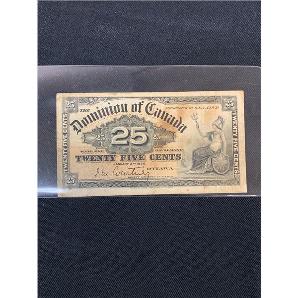 January 2nd, 1900 25c Canada Shin Plaster