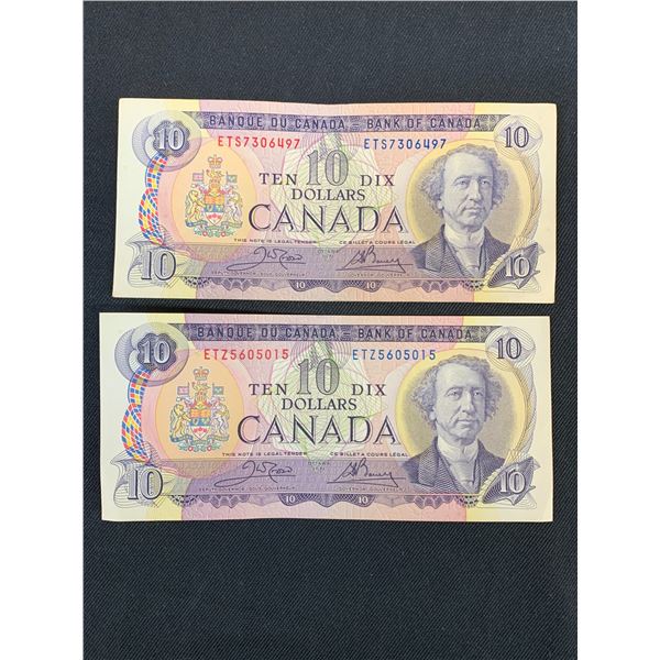 Lot of 2 1971 $10 Canadian Paper Bills