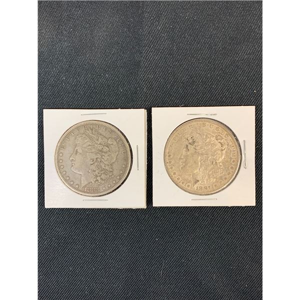 1881 and 1883 USA American Silver Dollar Coins